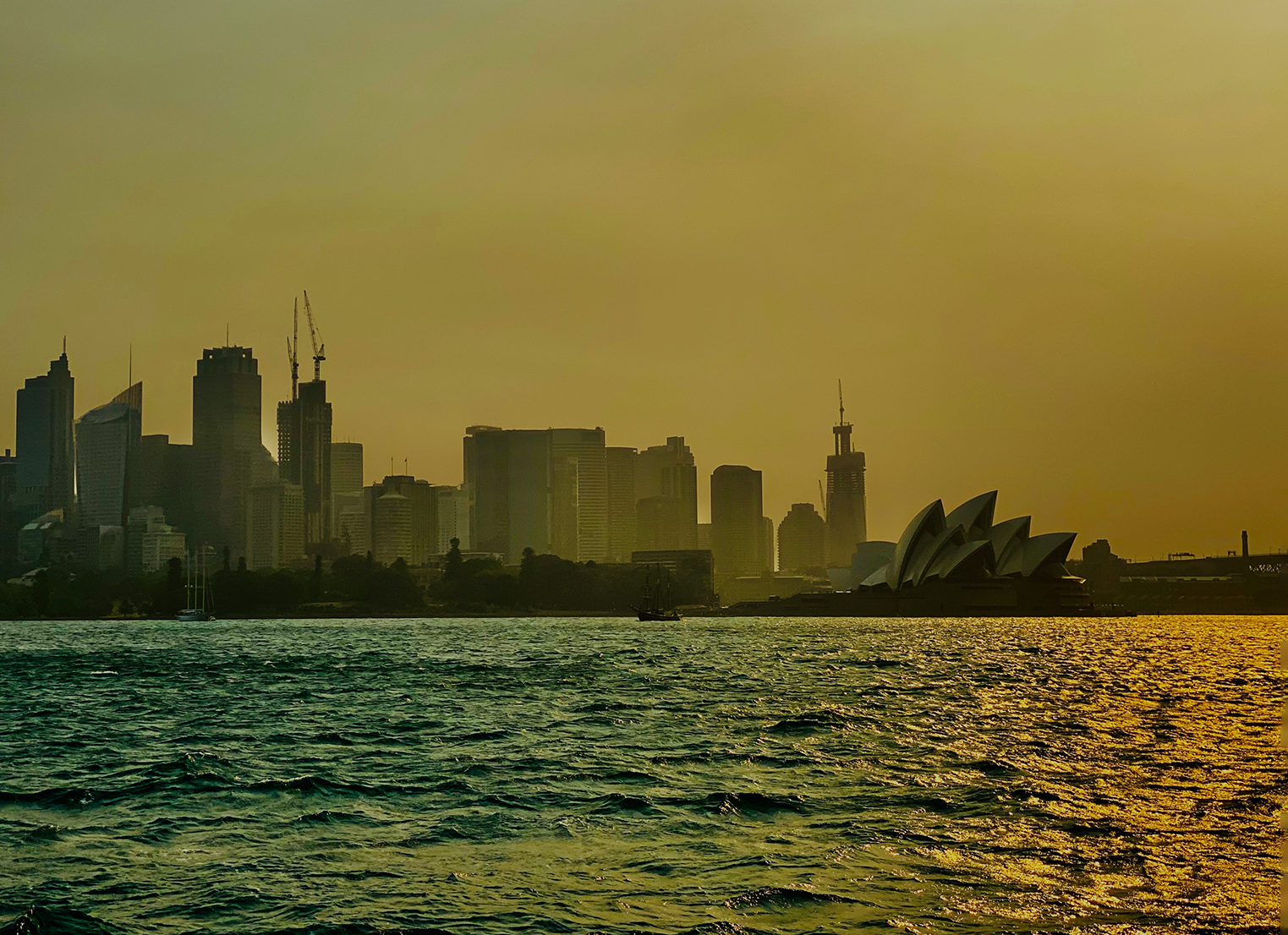 Sepia toned water in Sydney Harbour