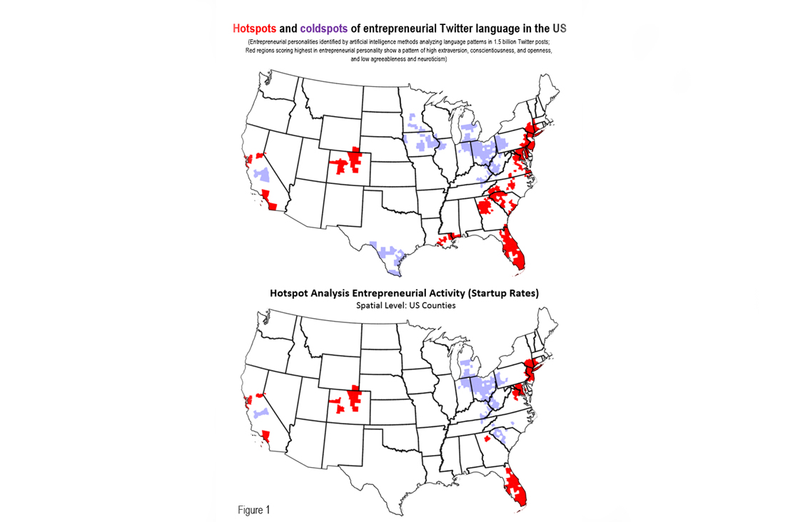 Hotspots and coldspots of entrepreneurial language across the USA
