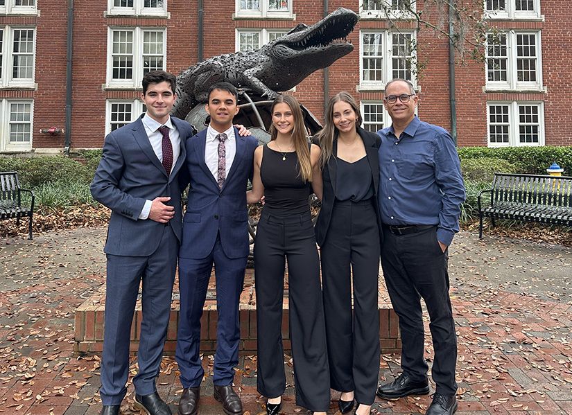 Image of QUT students and Professor at the University of Florida for a case competition