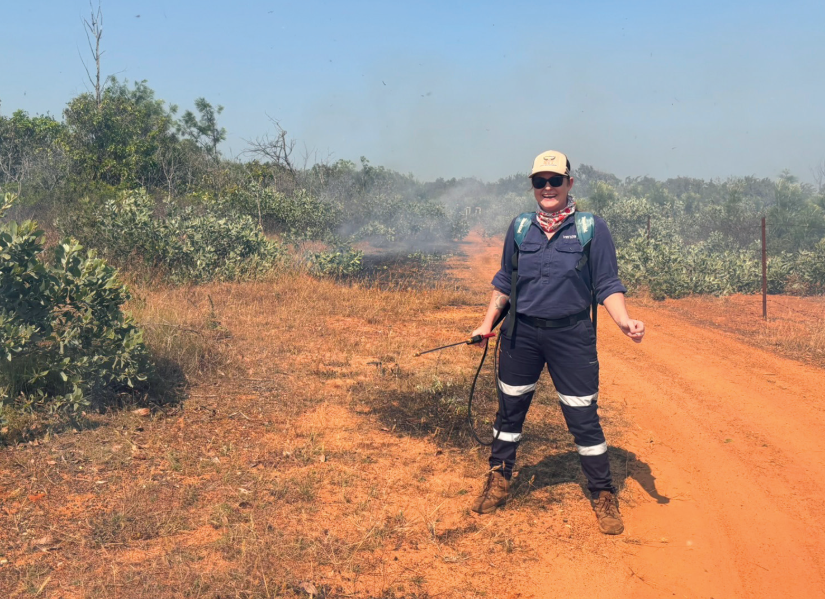 Erica Heaton, environmental science alumna, in the field