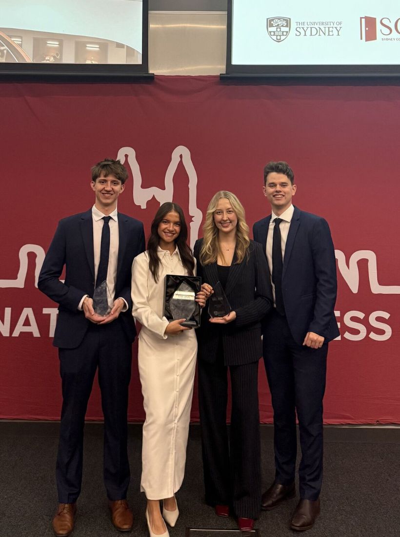 QUT Business School Sydney Case Comp team with trophy