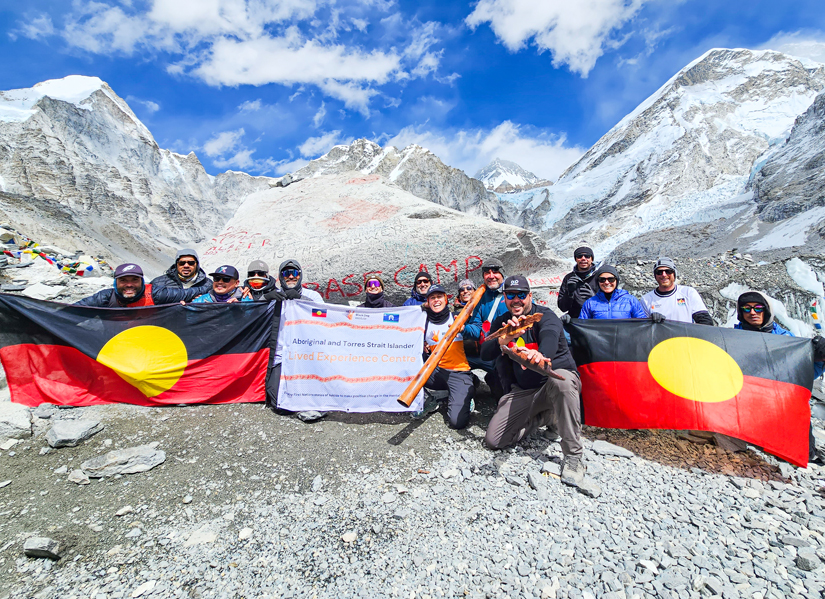 David Williams with Blak Treks Group at base camp.