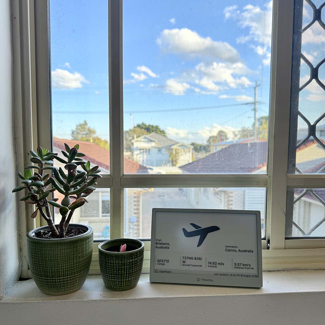 Flight tracker on window sill