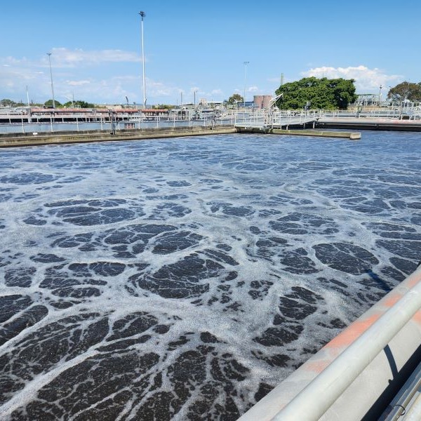 Aeration basin at the water treatment facility