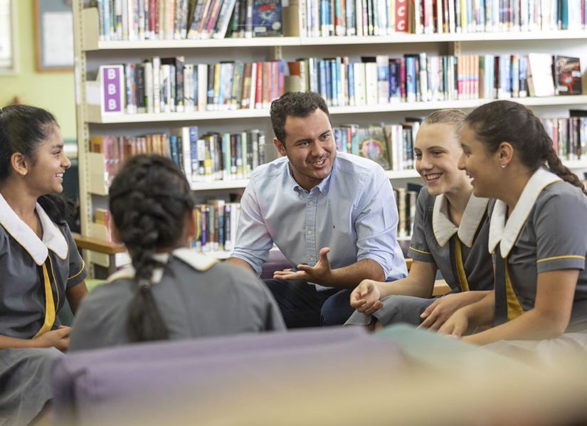 teacher with students