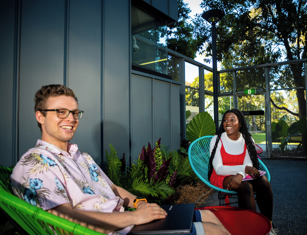 Two students relaxing 