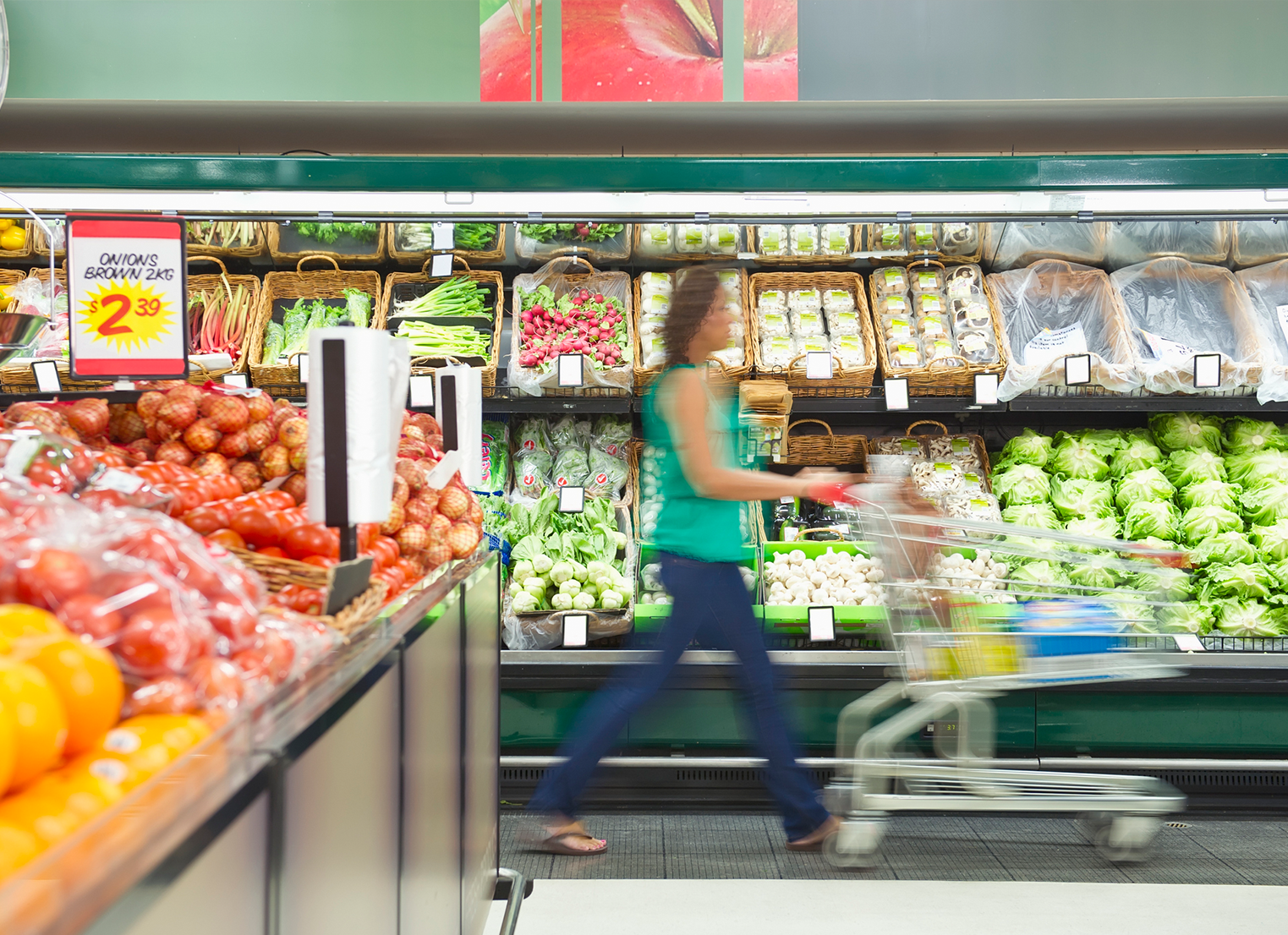 Supermarket fruit and vegetable section