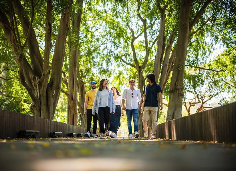 Students walking in nature