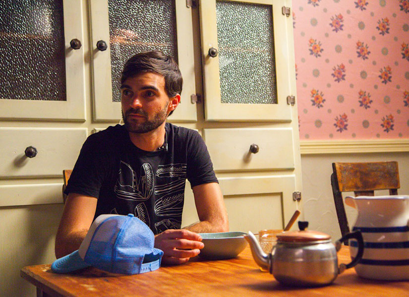 Jacob testing out the set of a 1934 American farm house at Village Roadshow Studios. 