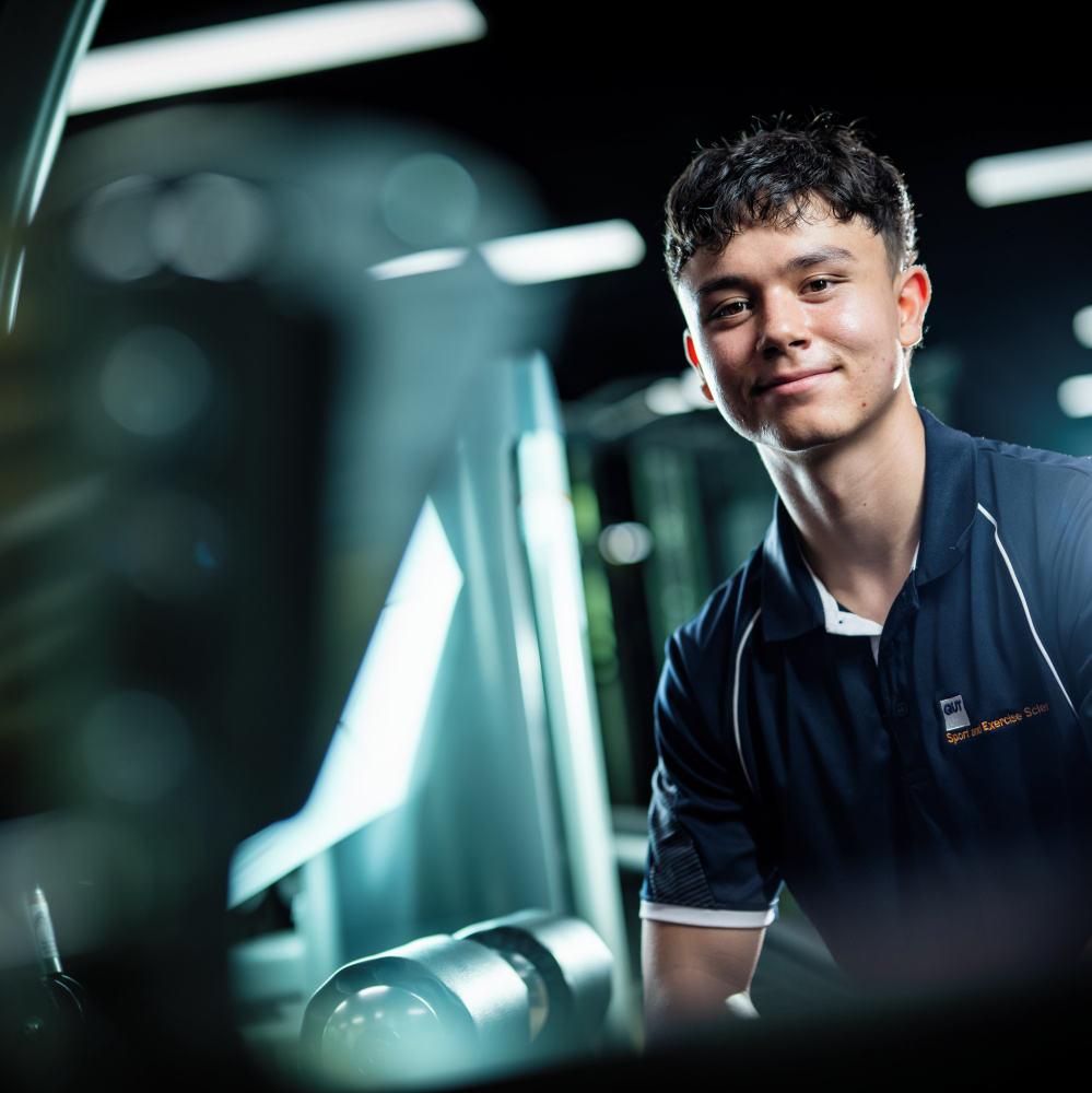 Male student in exercise and physiology gym