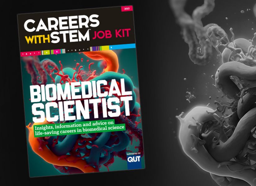 Cover image of a brochure titled Biomedical Scientist Job Kit.