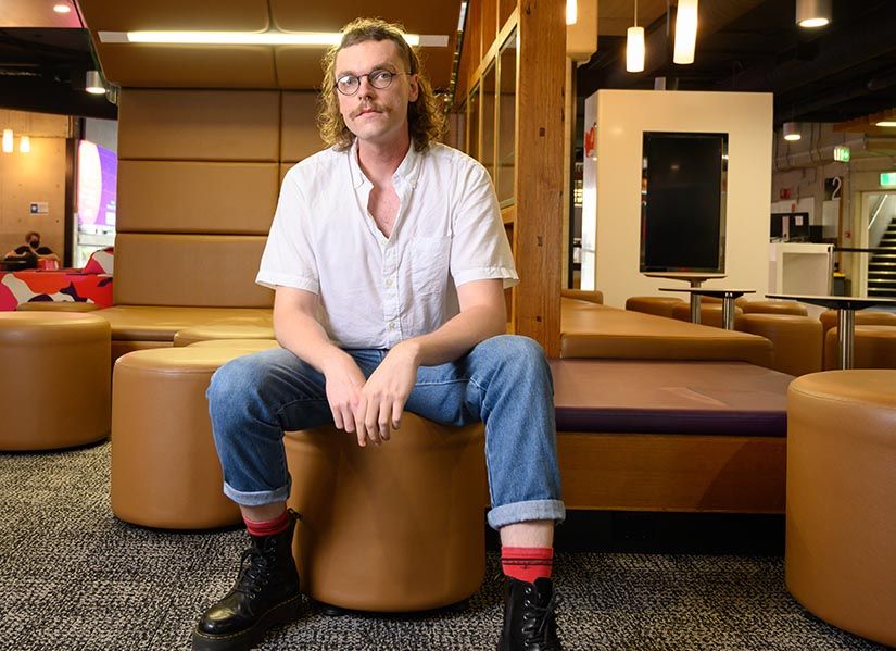 Man sitting in library