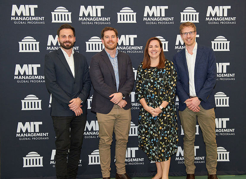 QUT Executive MBA student Tim Armitstead  and his winning new venture pitch team.